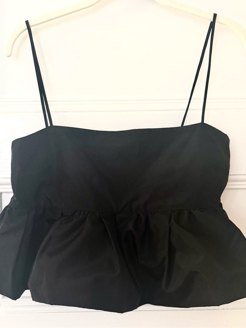 Zara Black Spaghetti Strap Peplum Tank Top